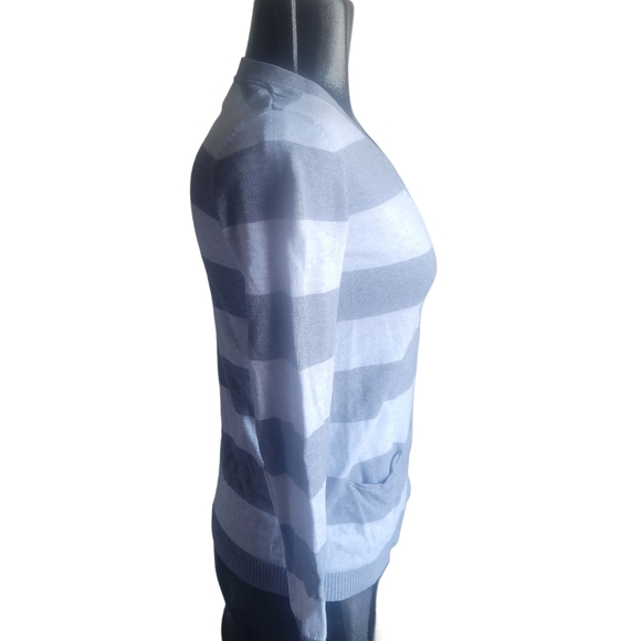 Tommy Hilfiger White and Gray Striped Cardigan XS - Picture 4 of 7